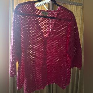 Hot Pink Crochet Knit Cardigan